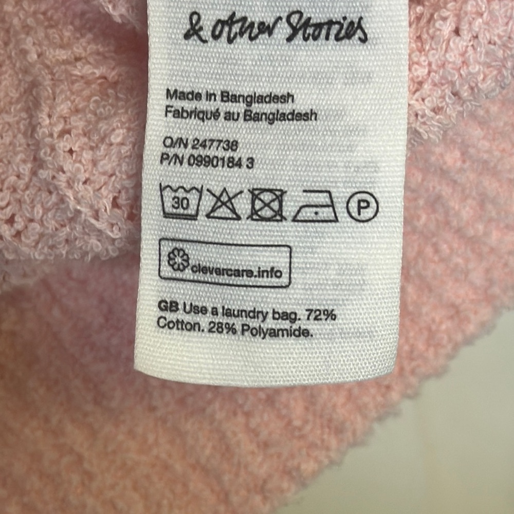*** SOLD *** Other Stories Pink Cropped Cable Knit Cardigan - Picture 6 of 8